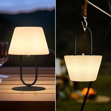 MALUX Акумуляторна настільна лампа LED, водонепроникна IP44, портативна, з димуванням та USB-C зарядкою (Конус)