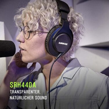 Навушники Shure SRH440A Over-Ear для моніторингу та запису, професійні студійного класу, розширений частотний діапазон (2022)