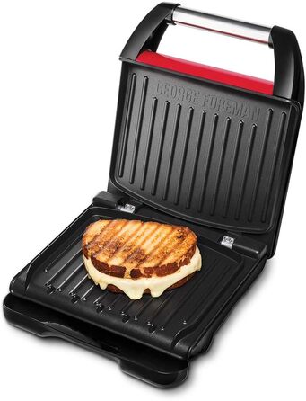 George Foreman Compact Steel Grill & Panini Press - 24x17cm - 3 Portions - Reduces Up to 42% Fat
