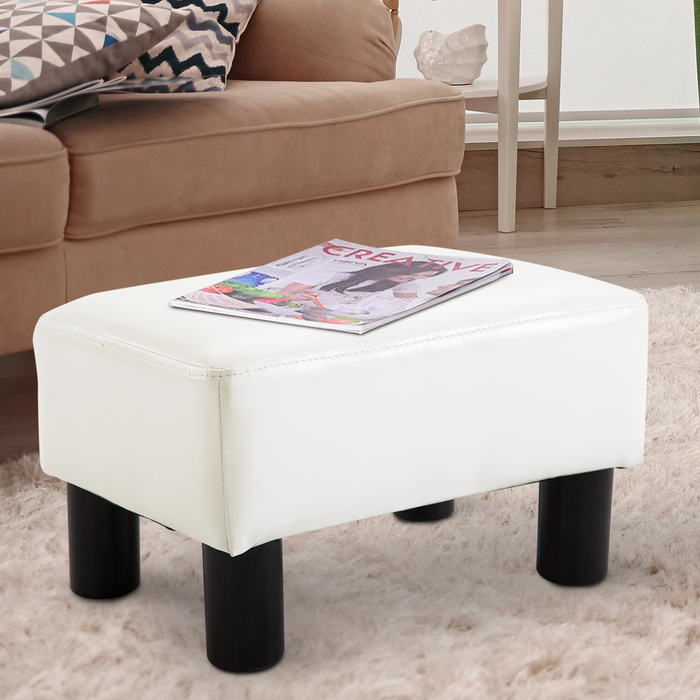 Пуф HOMCOM у стилі Честерфілд з штучної шкіри, білий, 40x30x24 см | Aosom