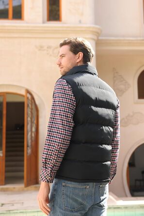 Стьобана жилетка чоловіча Allthemen з коміром-стійкою, спортивна, легка, чорна, XL