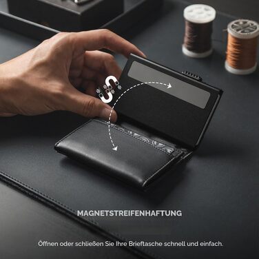 Мінімалістичний чоловічий гаманець VULKIT з Pop-Up механізмом, металевий картхолдер з RFID-захистом, відділенням для монет та слотом для ключів, чорний