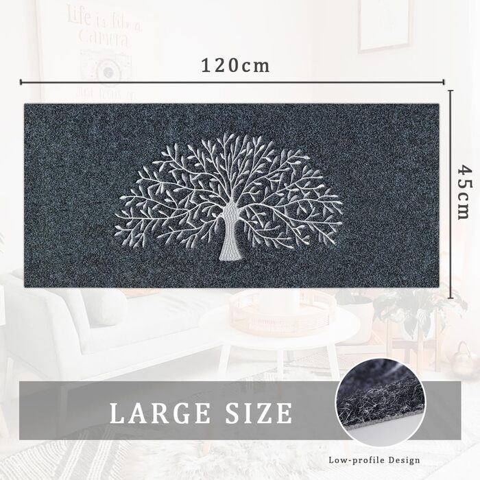 Килимок для дому Baum & Grau Tree of Life: антиковзаюча підкладка, 60x90 см, для входу, коридору, кухні
