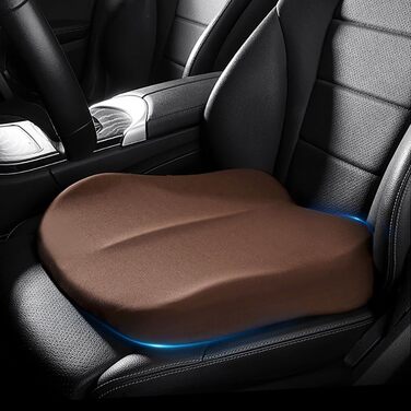 Подушка для сидіння в авто з Memory Foam, ортопедична для водія, підвищення сидіння, чорна (кава). Для офісного крісла, інвалідного візка.