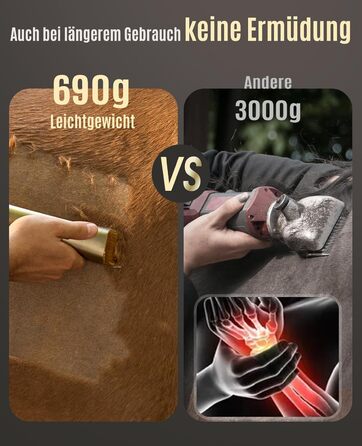 Машина для стрижки коней Oneisall бездротова, потужна, 7000 обертів, для густого та сплутаного волосся, чорна