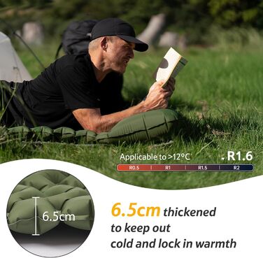 Килимок для кемпінгу Naturehike, Ultraleichte, Надувний, з інтегрованим насосом, для велосипедних походів та наметів, односпальний (з надувним мішком для зберігання, двоспальний)