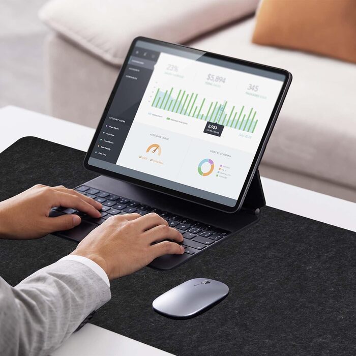 Килимок для столу з фетру, великий, 80x40 см. Нековзний килимок для столу, ігровий килимок, килимок для письма, офісний захист столу (Сірий)