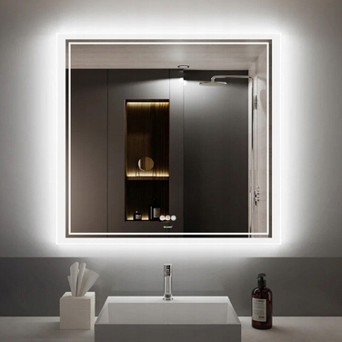 LED-дзеркало у ванну кімнату 80x80 см з сенсорним вимикачем