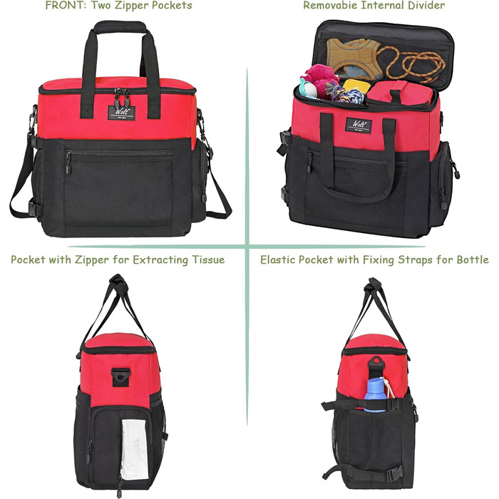 Сумка для собак Wolt: подорожі та аксесуари (2 миски, 2 контейнери, підкладка)