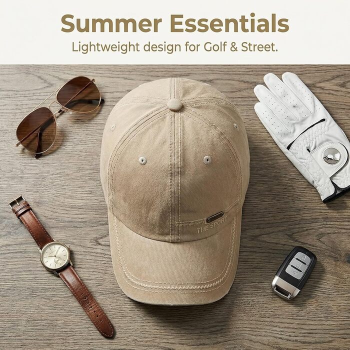 Кепка бейсболка YAMEE джинсова унісекс для чоловіків та жінок, спортивна шапка для активного відпочинку, риболовлі, кемпінгу, один розмір (2/Бежевий)