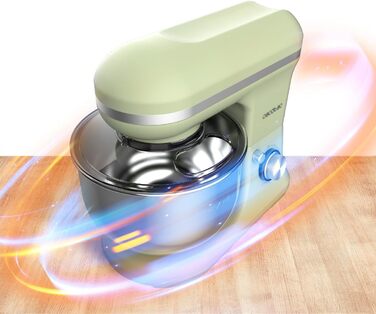 Кухонний комбайн Cecotec Cecomixer 250W з чашею з нержавіючої сталі, 3л, 5 функцій (місити, збивати, перемішувати, монтувати, емульгувати), 6 швидкостей, зелений