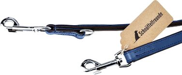 Leather Dog Leash - Training Leash - Leather Leash for Dog - Leash 3-Way Adjustable, for all Dogs (230cm, Blue)