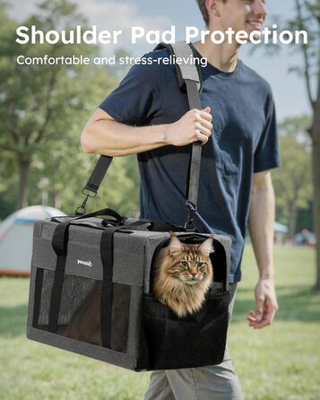 Транспортна сумка для котів Pecute Katzentasche - переноска для котів та маленьких собак, 47 x 33 x 30 см, сіра