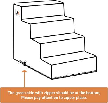 NAMSAN Dog Stairs 3-Step Pet Ladder, Easy Assembly, Cat Stairs with Washable Cover for Sofa, 42 x 40 x 31cm (4 Steps-Brown)