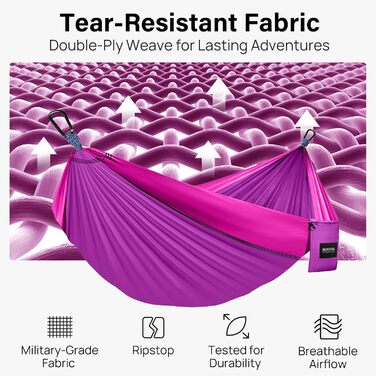 Гамак для кемпінгу Kootek, 227 кг, з ременями та сумкою, для відпочинку на природі, хайкінгу, пляжу, Olive & Dark Khaki (фіолетовий та рожевий, великий)