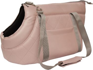 Сумка-переноска для собак та котів | Сумка на плече для тварин з гумкою та карабіном | до 15 кг | Матеріал: штучна замша (вельвет) | Розмір: L | Колір: Чорний (L, Рожева (штучна шкіра))