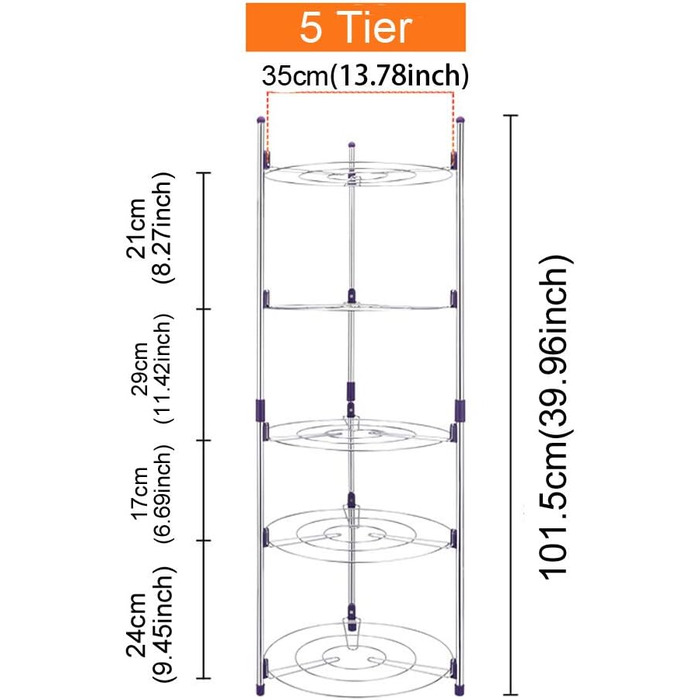 Pot Rack, 5-Tier Kitchen Storage Shelf for Pots, Pot Lids Storage Rack, High-Quality Chrome-Plated Stainless Steel Rack (5-Tier)