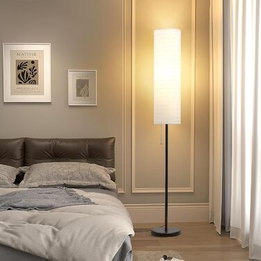 Стійка лампа GyroVu для вітальні, 65 дюймів, висока лампа для спальні з паперовим абажуром, 3 колірні температури, чорно-білий колір (лампочка в комплекті)