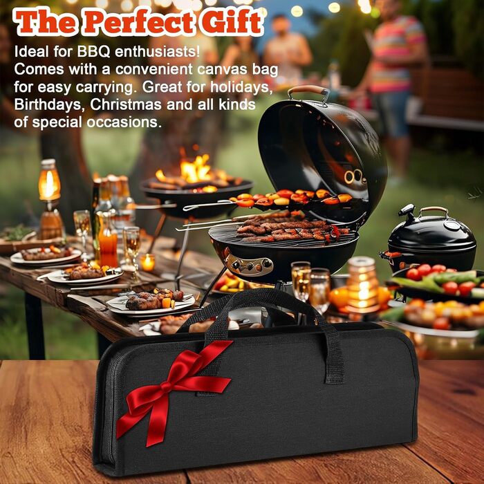 Набір аксесуарів для гриля NXPZ з нержавіючої сталі, 27 предметів. Професійний набір для гриля, з сумкою для зберігання. Для кемпінгу, пікніків, саду та походів.