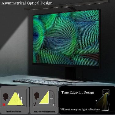 LED лампа настільна з авторегулюванням яскравості, 80 см, кріплення-прищіпка, регулювання колірної температури, захист для очей, денне світло, таймер, матовий чорний