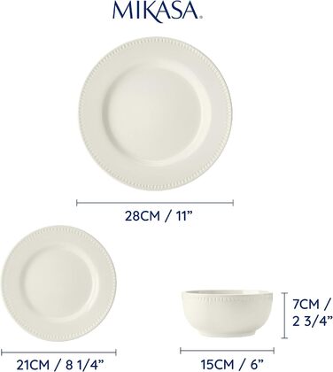 Набір посуду Mikasa Cranborne (12 предметів) - керамічний сервіз для 4 осіб, зелений (з подарунковою коробкою)