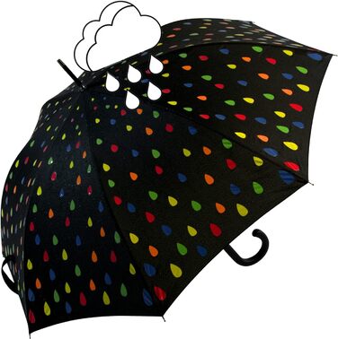 iX-brella Fiberglass Automatic Umbrella with Color-Changing Wetprint - Raindrops Color Change Umbrella