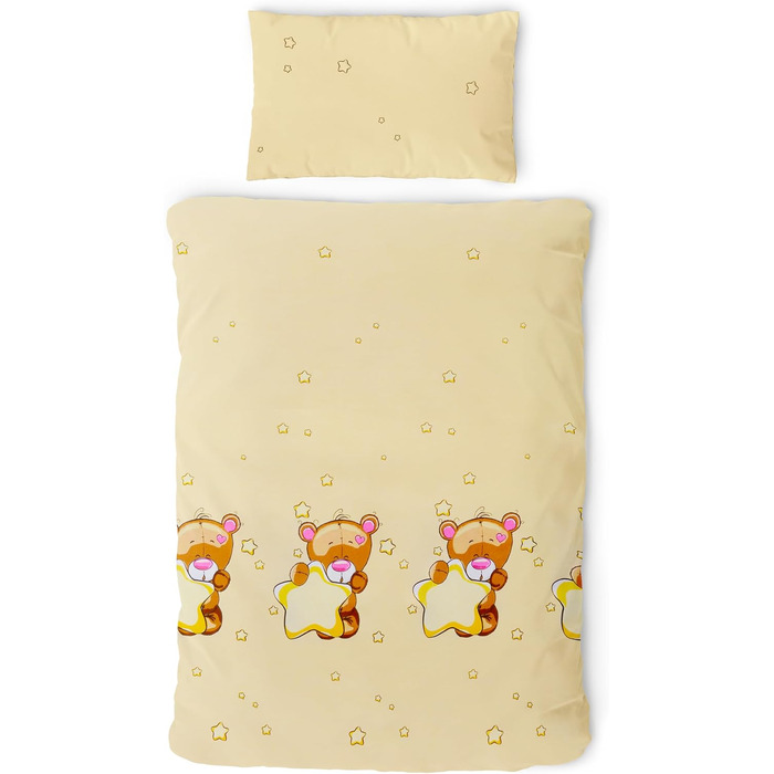 Набір постільної білизни для дітей Gräfenstayn® з мотивами тварин (жирафа та слон) та інтегрованою блискавкою, 100% бавовна (ренфорс) - ковдра 135x100 см, подушка 60x40 см