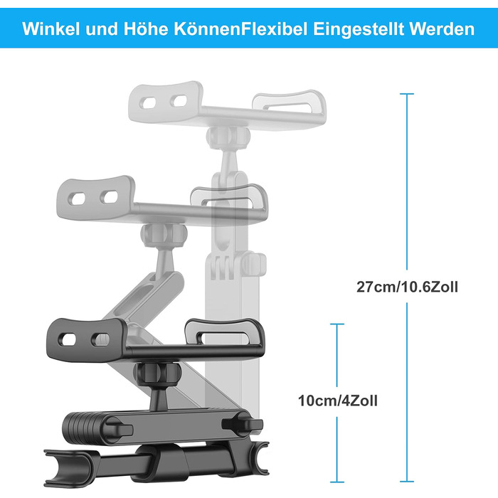 Універсальний тримач для планшету в авто Shawe, регульований, сумісний з iPad, Kindle, Fire, телефонами 4.7-10.5 дюймів
