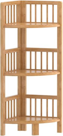 Dripex Standing Corner Shelf, Bathroom Shelf with 3 Tiers, 89x30x30cm, Bamboo Standing Shelf for Kitchen, Living Room, Bedroom.