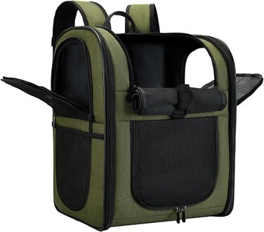 Рюкзак для собак та котів Apollo Walker - зручний та дихаючий рюкзак-переноска для малих тварин (2-15 кг), армійний колір
