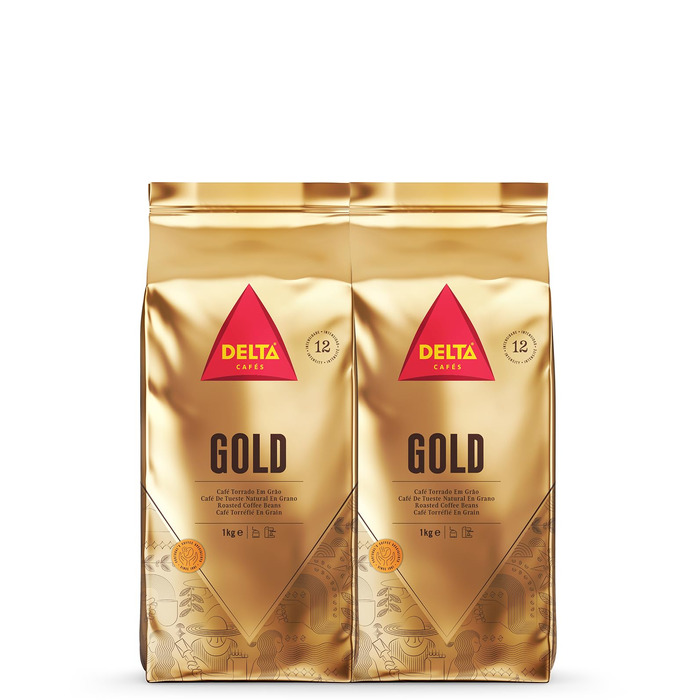 Кава в зернах Delta Cafés Gold Arabica, інтенсивність 12, аромат меду та стиглих фруктів, 1 кг (набір 2 упаковки)