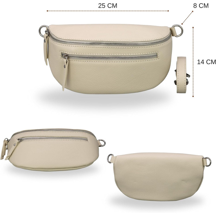 Жіноча сумка Brise Art Lucia з екошкіри, італійського виробництва. Сумка-бананка, кросбоді з регульованим ремінцем, 3 відділення. Чорний/Бежевий колір