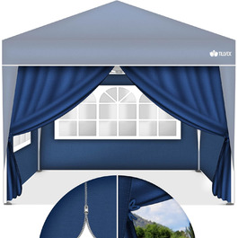 tillvex® for 3x3m Pavilion | Folding Pavilion Side Panels Water-Repellent | Side Windows & Zipper | Side Walls for Garden Tent Party Tent (4x Side Wall, Blue)