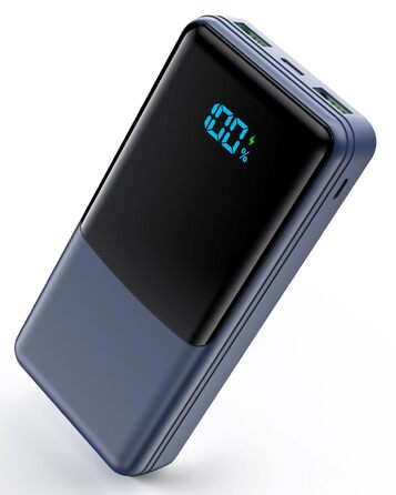 Повербанк 27000mAh з швидкою зарядкою USB-C PD 20W, зовнішній акумулятор для iPhone та Samsung з LED-дисплеєм, 2 входи та 3 виходи, чорний