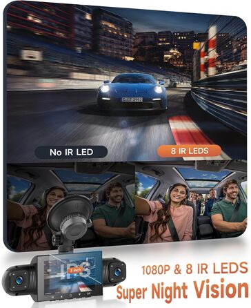 Відеореєстратор 4-камерний 360° для авто, 4 камери FHD 1080P (передня, задня, ліва, права), 3