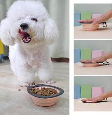 3 складні миски для собак, силіконові дорожні миски для води та їжі, портативні миски для тварин з карабіном