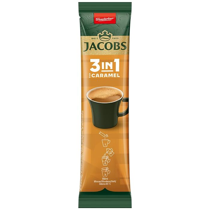 Кава розчинна 3в1 Jacobs карамель, стіки з цукром та вершками, 120 шт x 11.2г (1.34 кг)