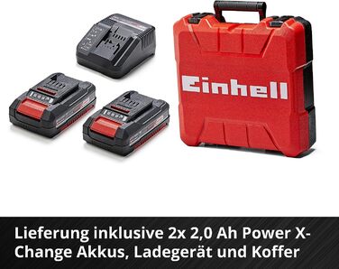 Акумуляторний дриль-шуруповерт Einhell TE-CD 18 Li-i Brushless Power X-Change з ударною функцією, Li-Ion, 18 V, 2 швидкості, 60 Nm, LED-підсвічуванням, у кейсі, з 2 акумуляторами 2.0 Ah та зарядним пристроєм