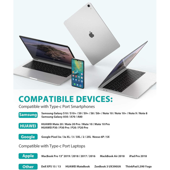 Кабель USB-C Nimaso [2 шт., 2м], 20V/3A/60W, для Samsung, Google Pixel, MacBook, iPad, iPhone, блакитний