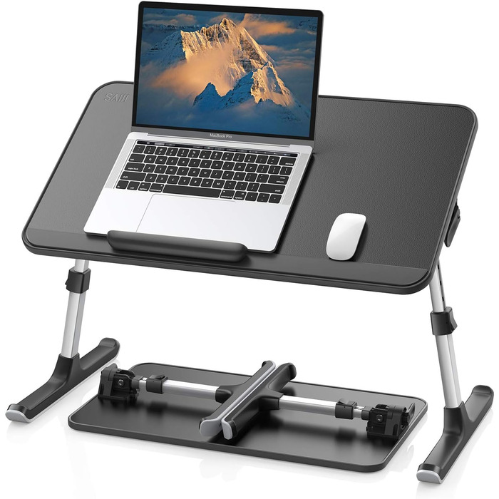 Столик для ноутбука SAIJI з регулюванням, PU-шкіра, 52x30 см, чорний