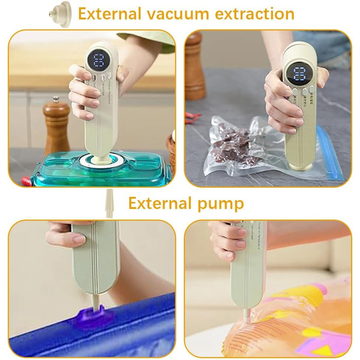 Міні вакуумний пакувальник BIZOI, портативний, 60 kPa, 3 температурні режими, з 10 пакетами для консервації продуктів