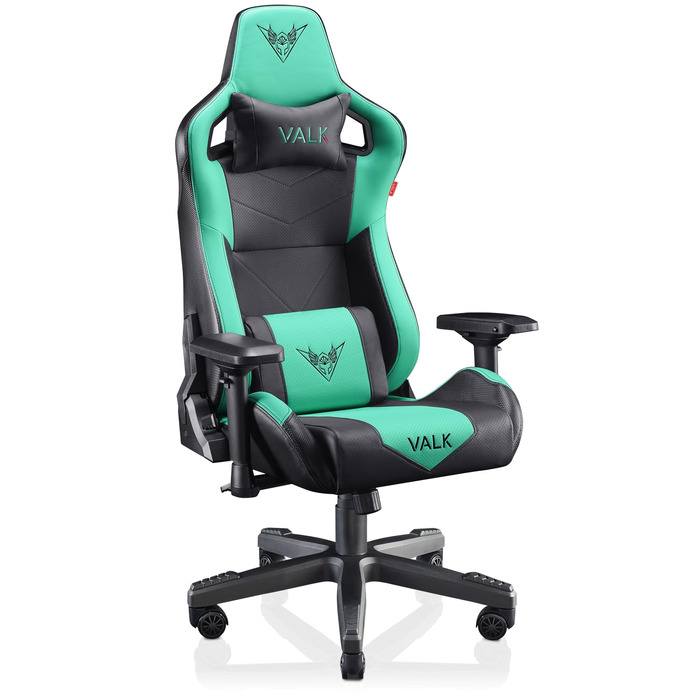 Крісло ігрове VALK Gaia з підлокітниками 4D, регульоване на 160º, газовий амортизатор класу 4, штучна шкіра, Aqua Menthe