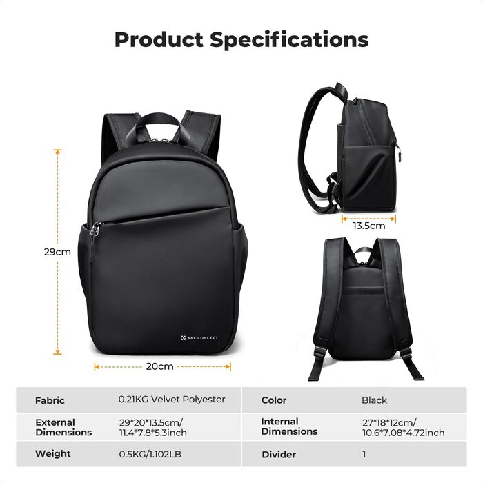 Рюкзак для камери K&F CONCEPT - компактний фоторюкзак для DSLR, об'єктивів, що підходить для повсякденного використання, роботи та подорожей, колір B-dunkelgrün (A-schwarz)