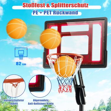 COSTWAY Adjustable Height Basketball Stand - Outdoor Basketball Hoop with Stand & Wheels, Weighted Base, Mobile Basketball System for Kids & Teens - Includes Ball & Pump