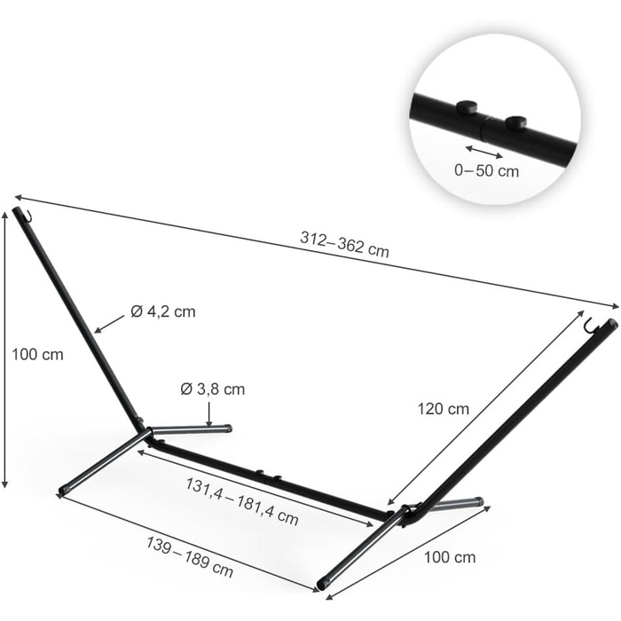 Oskar-Store Hammock Stand 350cm Metal Frame Hammock Stand Sun Lounger Metal