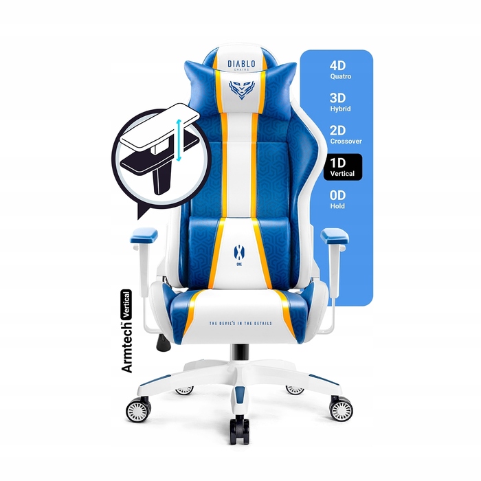 Ігрове крісло Diablo Chairs X-One 2.0, екошкіра, біле