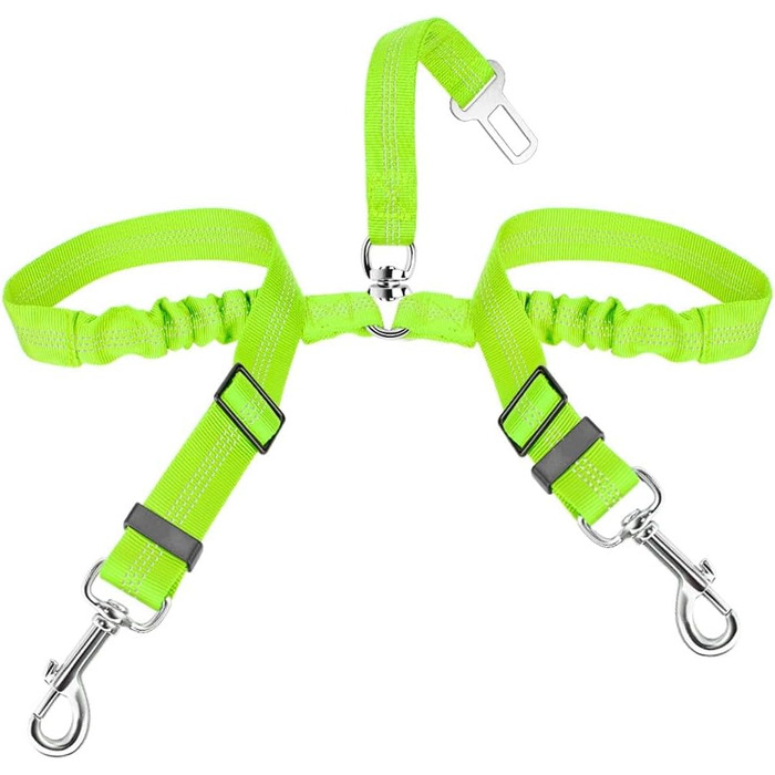 Ремінь безпеки для собак SlowTon у машину, 2 в 1, еластичний, регульований, світловідбиваючий, для подорожей та прогулянок (1 маленький + 1 середній, Limone)