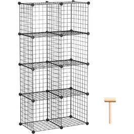 C&AHOME Wire Cube Storage, 6 - Metal Cube Organizer with C-Grids, Modular Shelf Units, Storage Shelf Racks, Closet Organizer, 93.5 in L x 31.8 in W x 93.5 in H, (8 Cubes, Black)