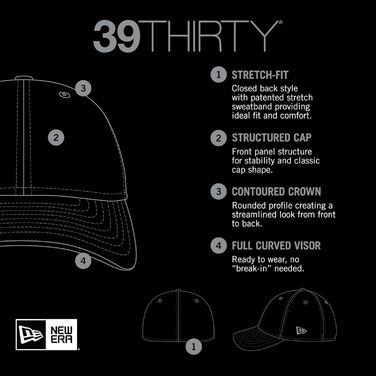 Кепка New Era 39Thirty Stretch Tampa Bay Buccaneers (S-M, Чорна) - Офіційна ліцензійна кепка NFL