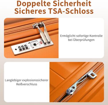 Набір валіз KONO 2 шт: велика валіза-тролі 55 см + косметичка з поліпропілену, 4 колеса, TSA-замок (Оранжевий)